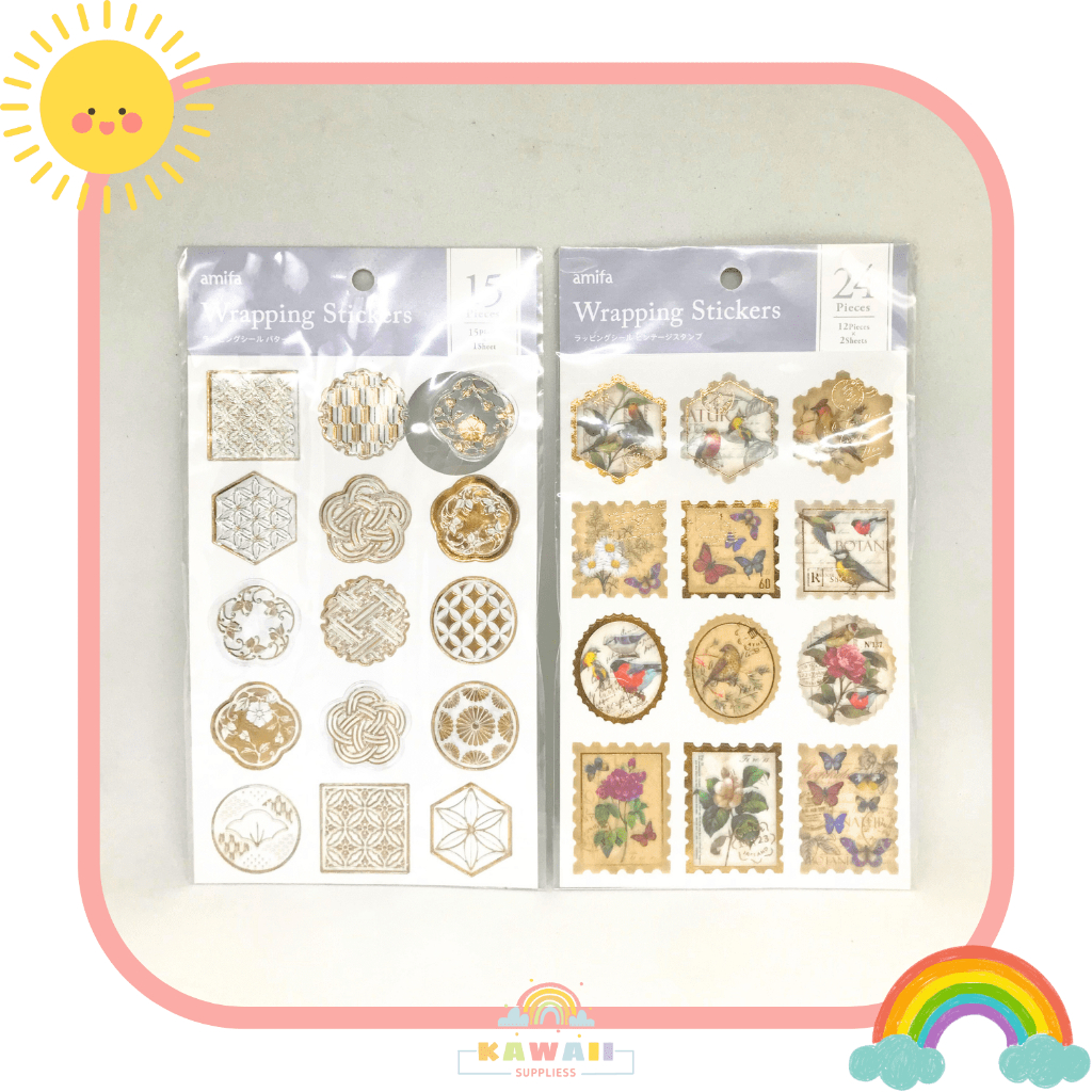 

[ Seria ] Aesthetic Wrapping Stickers | Aesthetic Stickers | Stiker Lucu | Kawaii Stickers | Vintage Stickers | Stiker