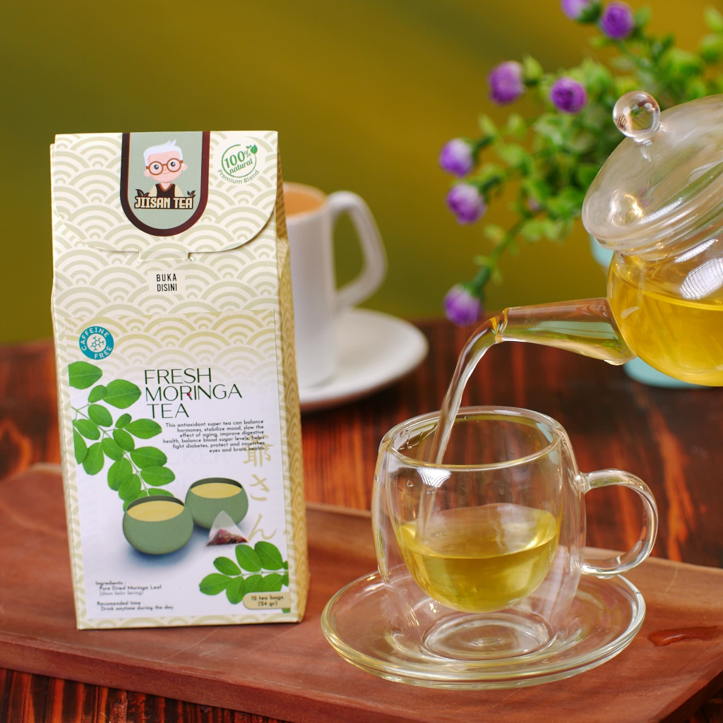 

JIISAN TEA - Teh Daun Kelor 24g @ 12 tea bag | 100% Natural | Fresh Moringa Tea | Teh Herbal