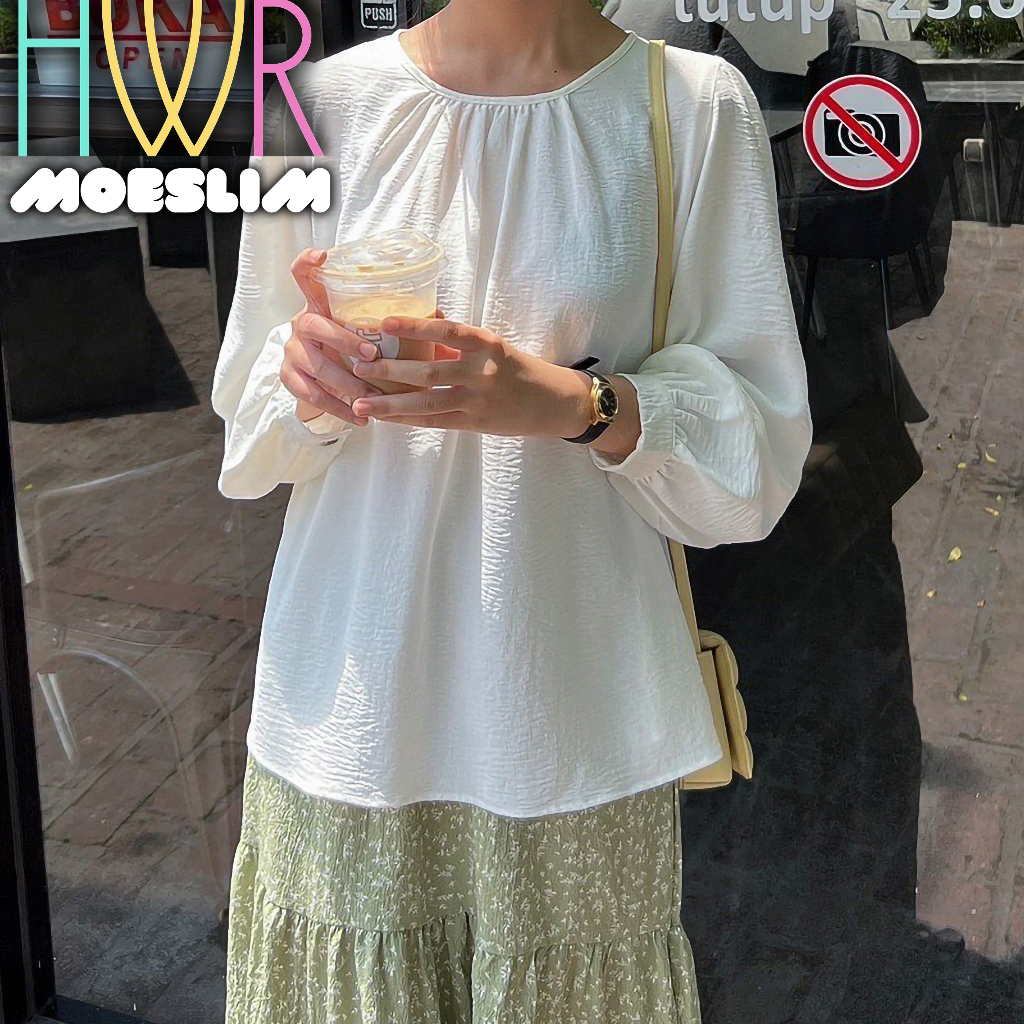 Atasan Wanita Risa Blouse Bluse Jumbo Dengan Gaya Korean Style Baju Oversize Crinkle Airflow Linen S