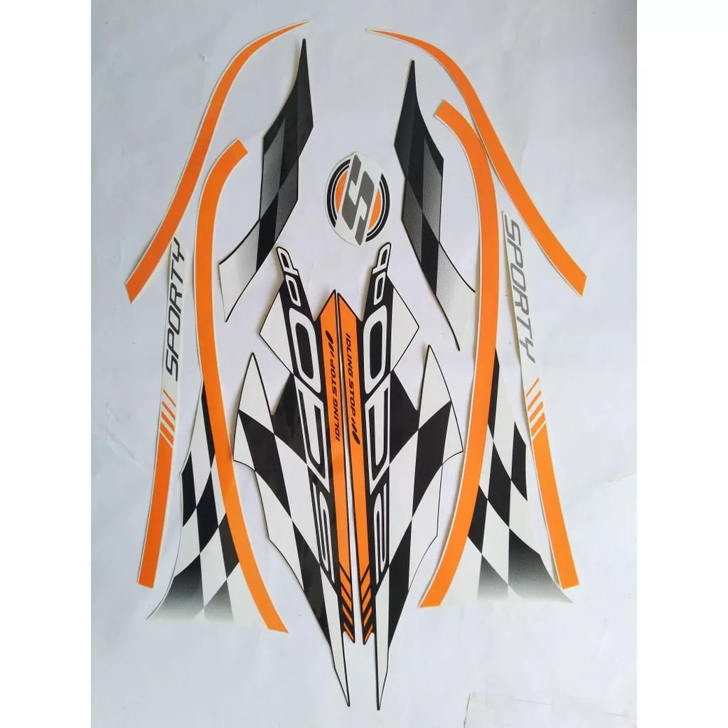stiker striping honda scoopy sporty 2018 putih lis body standar original