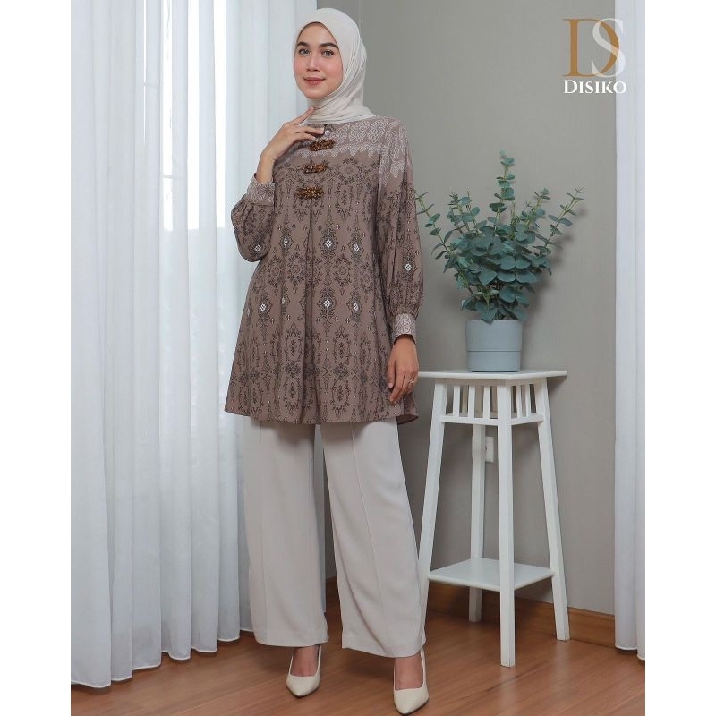ARAU BLOUSE ori By DISIKO tunik cewek mewah bahan premium Lionel Richie aksen Batu payet Size M L XL