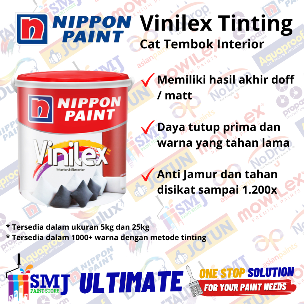 Cat Tembok Interior NIPPON PAINT VINILEX Warna Tinting 1kg