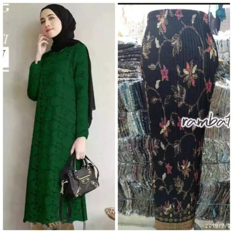 NEW SALE PROMO UP TO 50%~KEBAYA~ KEBAYA TUNIK~KEBAYA WISUDA~KEBAYA WANITA BRUKAT TUNIK WARNA HIJAU B