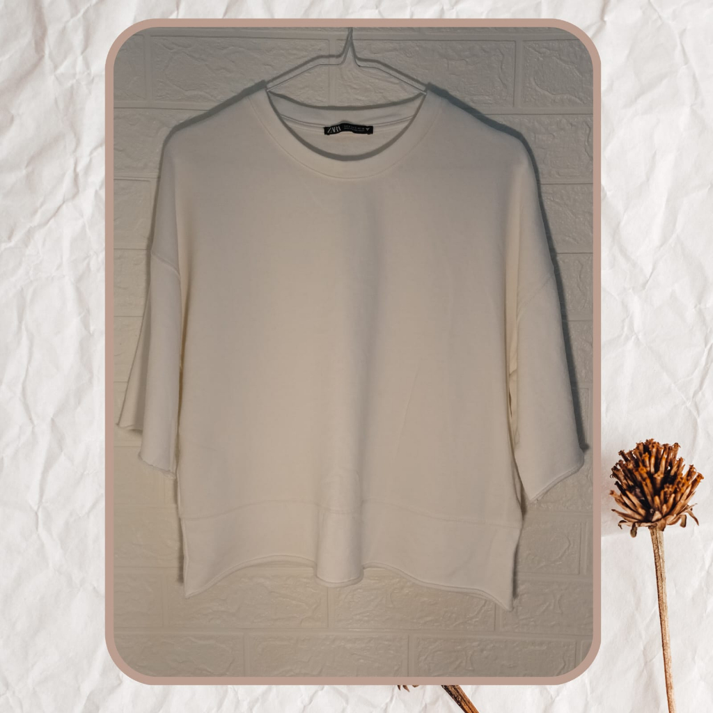 Kaos Polos Zara (Original), Kaos putih Zara, kaos lengan 3/4