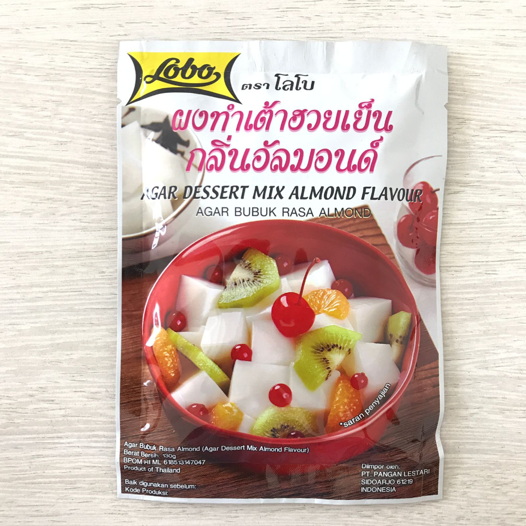 

Bubuk Puding Agar Dessert Mix Rasa Almond Impor Thailand Lobo 130 gram/ Bubuk Puding Almond