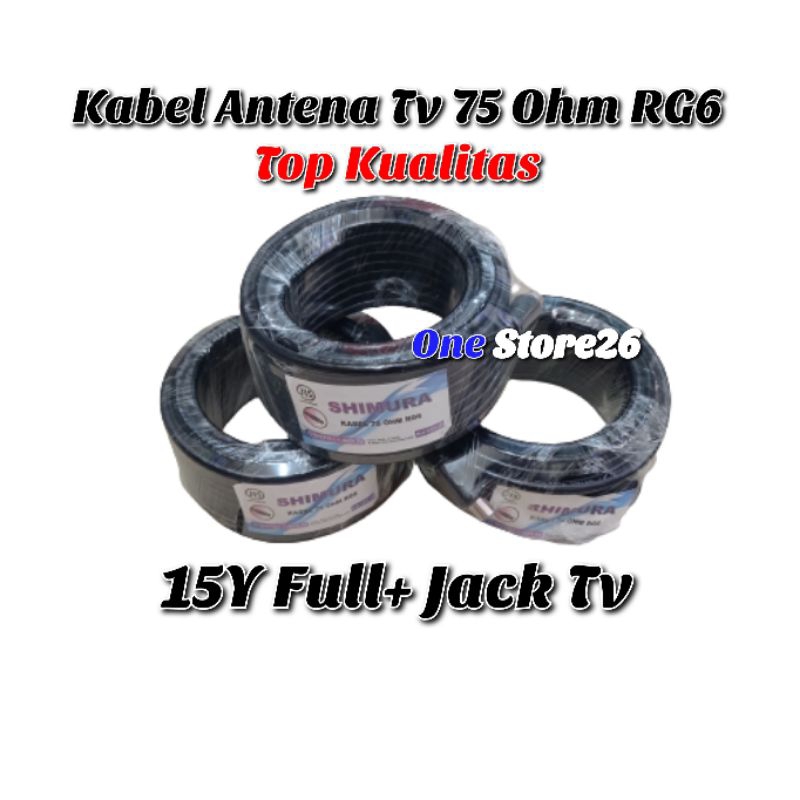 Kabel Antena Hitam 15y + Jack Tv