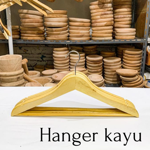GANTUNGAN HANGER BAJU KAYU DEWASA HANGER DISTRO HANGER PALANG NATURAL
