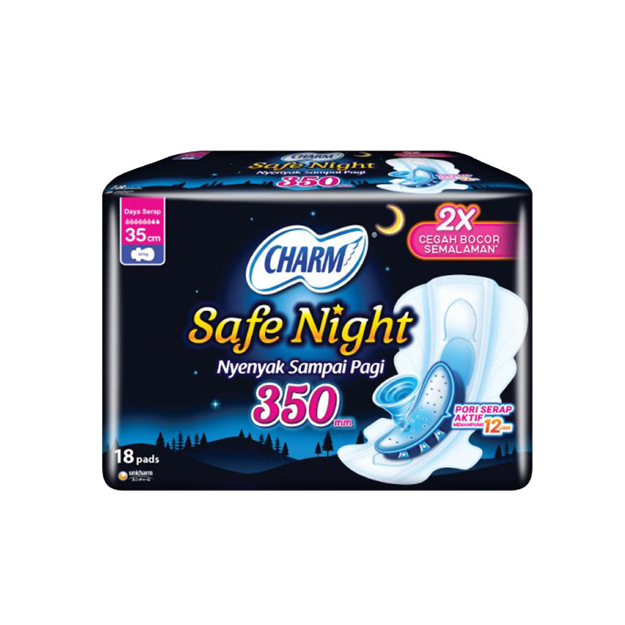 Charm Pembalut Safe Night 35cm 18pads