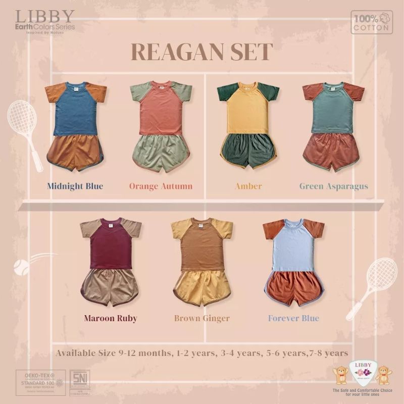 Reagan Set LIBBY Setelan Pendek Anak Polos