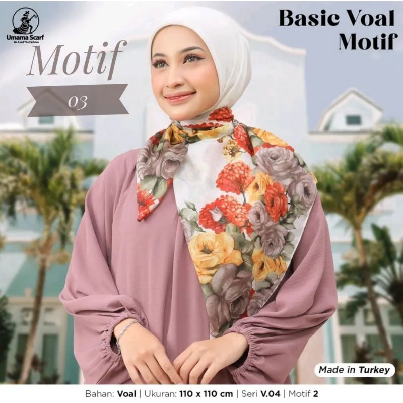 BerMus - Hijab Segi empat voal motif 03 Made in Turkey by umama scarf