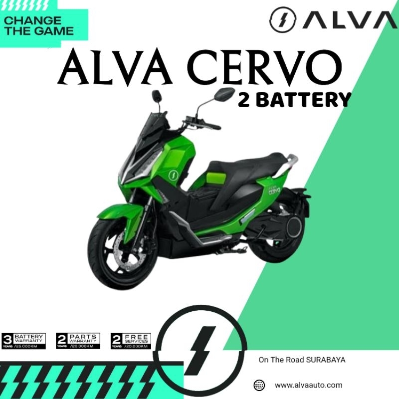 MOTOR LISTRIK ALVA CERVO 2 BATTERY TOP SPEED 103KM RANGE 125KM ONTHEROAD JAWATIMUR [ BERSUBSIDI ]