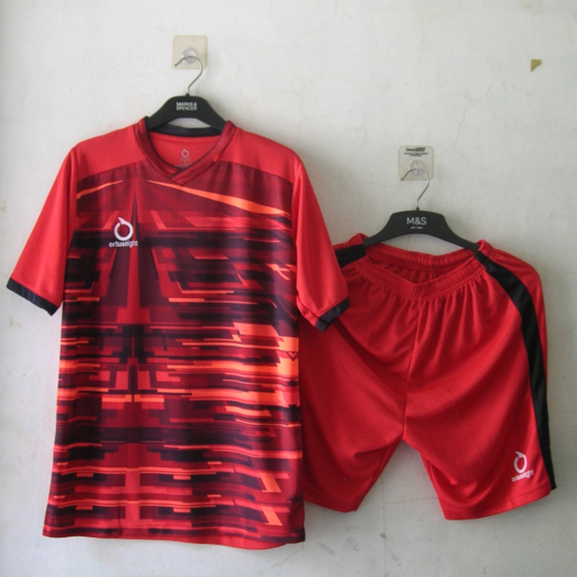 Setelan Jersey Bola Kaos Tim Futsal Remaja Dewasa Ortuseight HR35 Merah