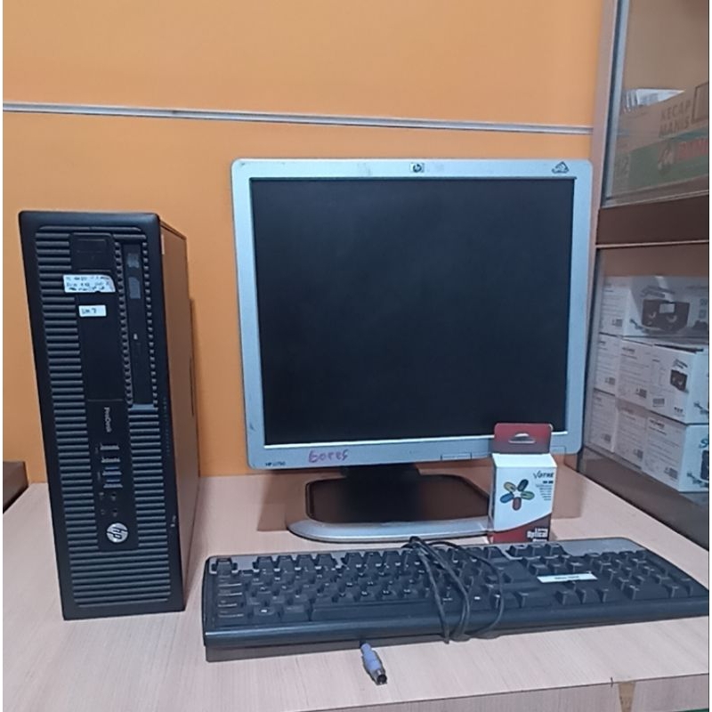 Paket Komputer Desain grafis Cpu Hp i5 gen 4 Ram 8gb ddr3 Hdd 500gb Lcd 17inch Square keyboard mouse