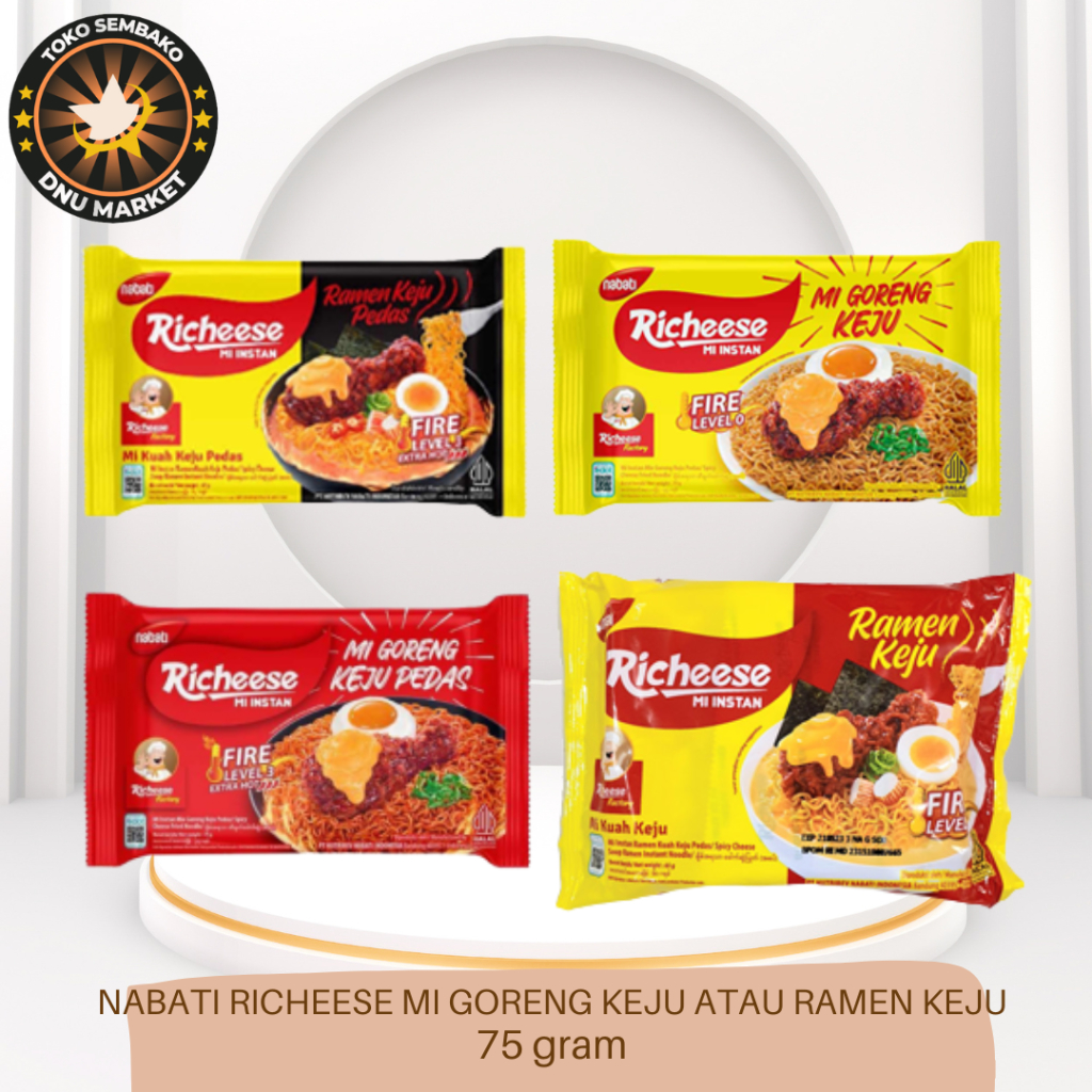 

RICHEESE | NABATI RICHEESE MI GORENG KEJU PEDAS FIRE LEVEL 3 | NABATI RICHEESE MI RAMEN KEJU PEDAS FIRE LEVEL 3 | NABATI RICHEESE MI GORENG KEJU FIRE LEVEL 0 | NABATI RICHEESE MI RAMEN KEJU FIRE LEVEL 0 | 75 gram