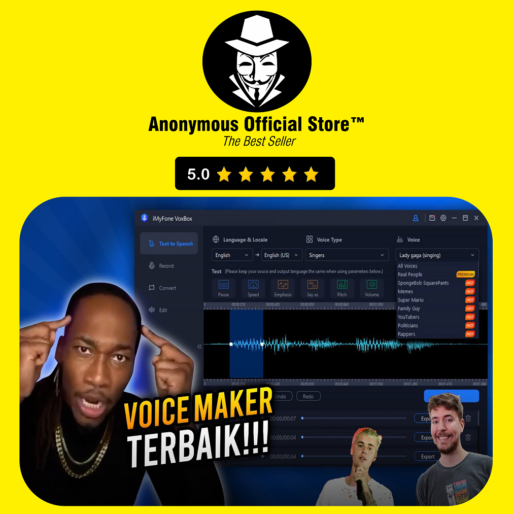 VOICE PAL PRO CONVERT TEXT TO VOICE OVER BAHASA KONVERTER TEKS KE SUARA SOUND CEPAT 189 SUARA MANUSI