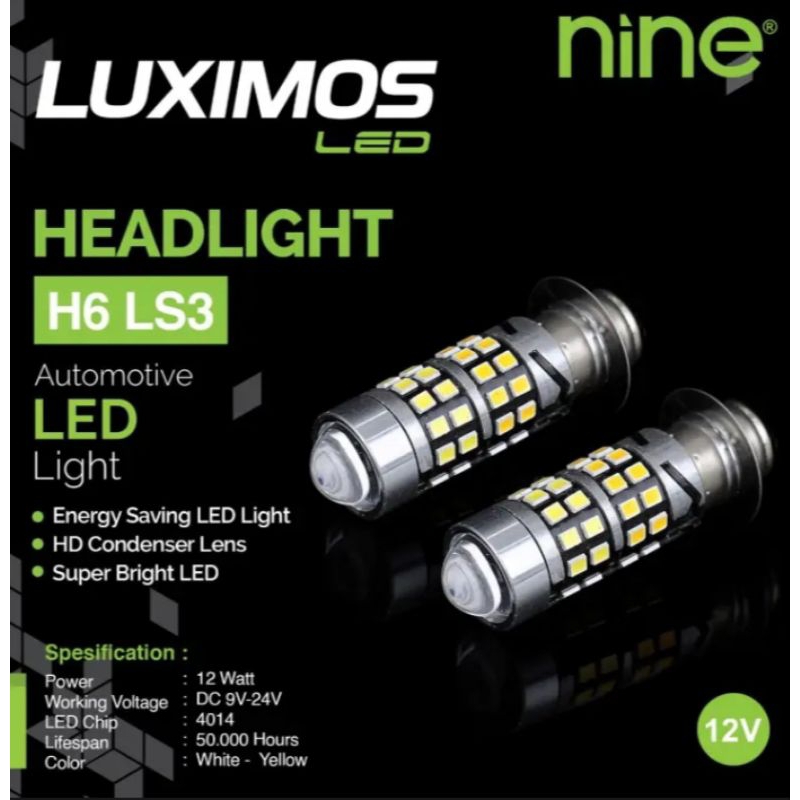 LAMPU LED MOTOR LASER H6 LS 3 3 WARNA PUTIH KUNING 12 WATT LUXIMOS