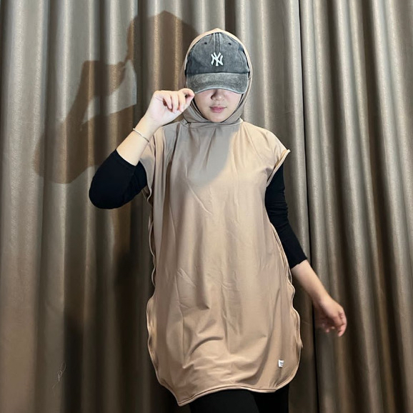 HIJAB ROMPI SPORTY Hoodie Syar'i /Jilbab Senam / Baju Atasan Olahraga Wanita, Senam Zumba/rompi jers