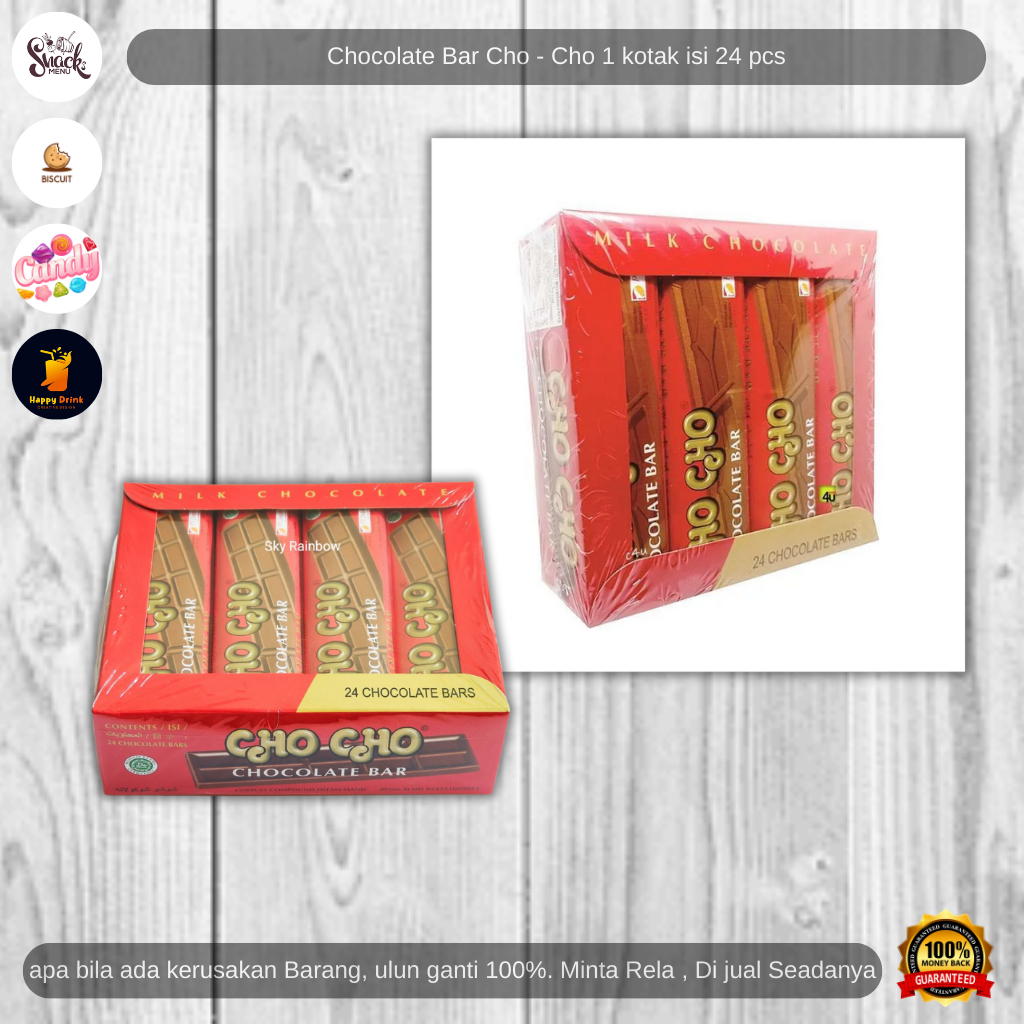 

Coklat Bar / Chocolate Bar Cho - Cho 1 kotak isi 24 pcs