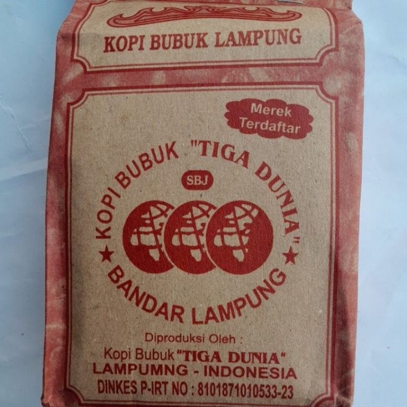 

kopi bubuk halus lampung tiga dunia 100gr.kopi asli tiga bola dunia lampung