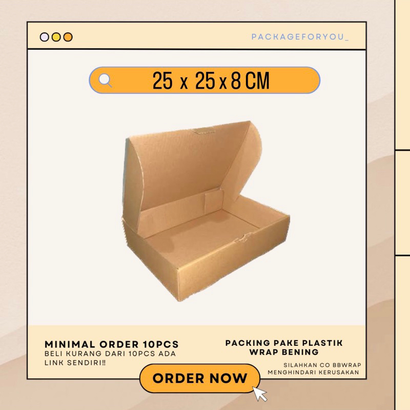

Box/Mini Box/Dus Die Cut 25x25x8 cm Pizza Packaging Polos Olshop