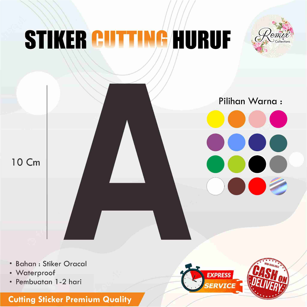 

Stiker cutting huruf / Sticker angka 10 cm