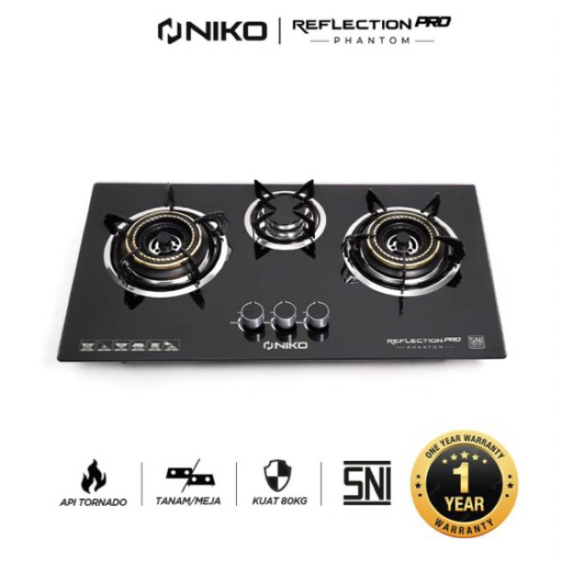 Niko - Kompor Tanam 3 Tungku Niko Reflection Pro Phantom Black