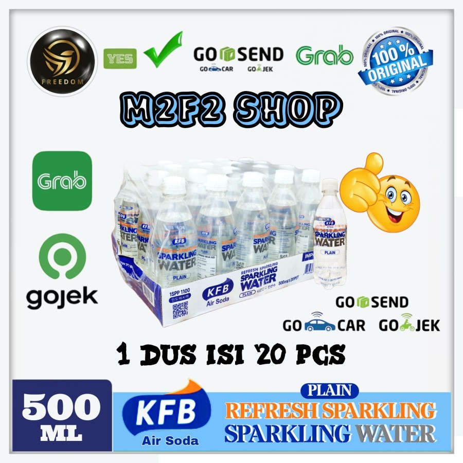 

KFB Refresh Sparkling Water Plain | Air Soda Botol Plastik Pet - 500 ml Kemasan Karton (Khusus Bluebird/Gosend/Grab)