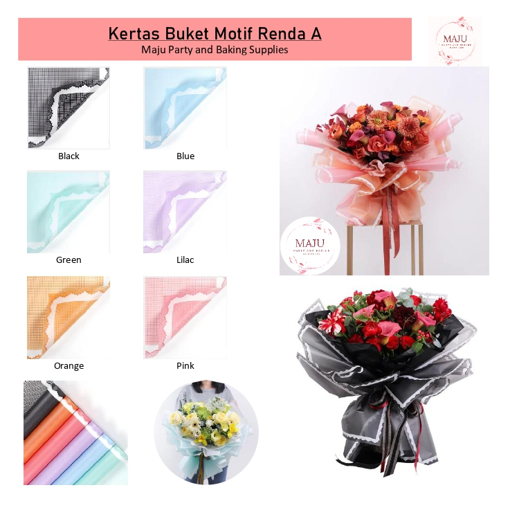 

(20 lembar) Kertas Buket Motif Renda A / Flower Wrapping Lace Frame / Kertas Bunga / Flower Paper / Cellophane Paper