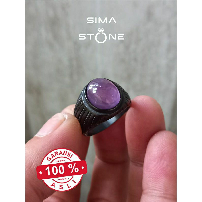 Cincin Batu Akik Kecubung Kalimantan Ring Black Titanium