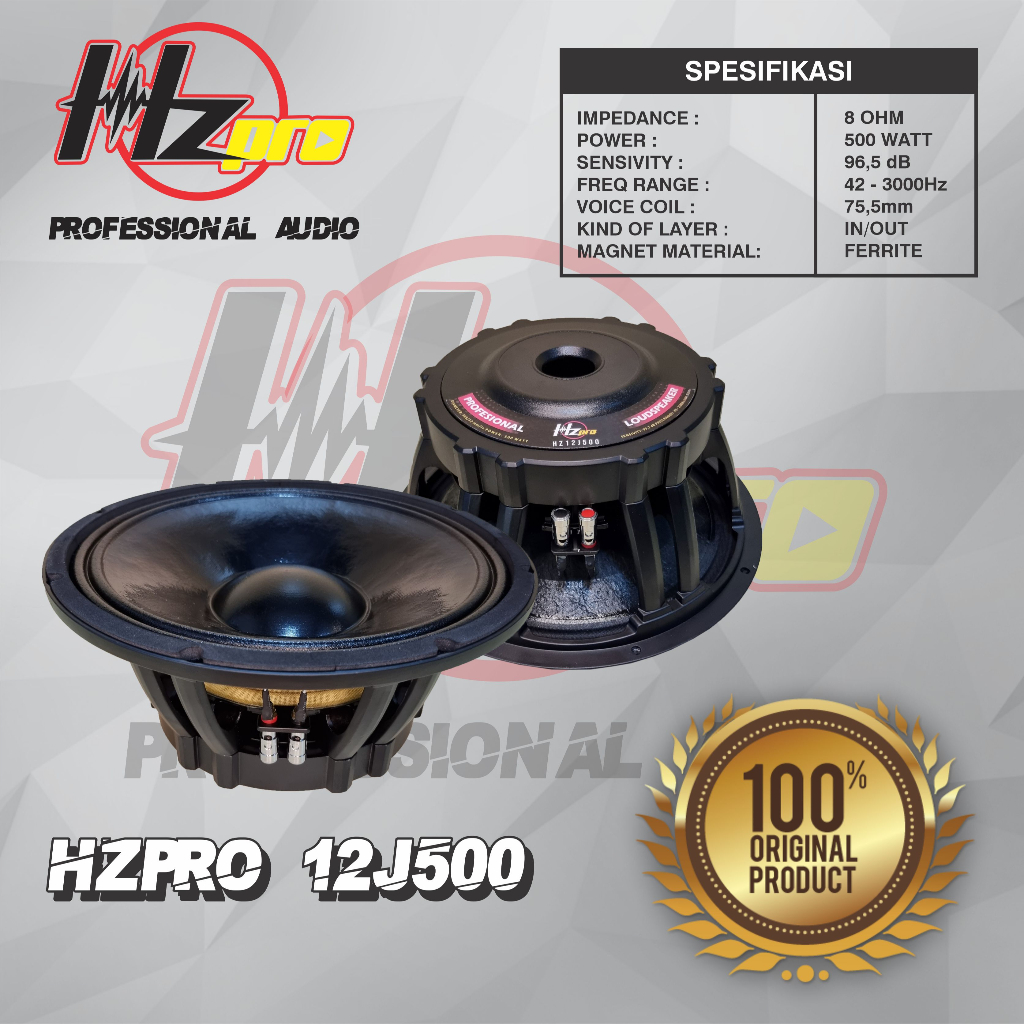 SPEAKER KOMPONEN HZ PRO 12J500 ORIGINAL (12INCH)