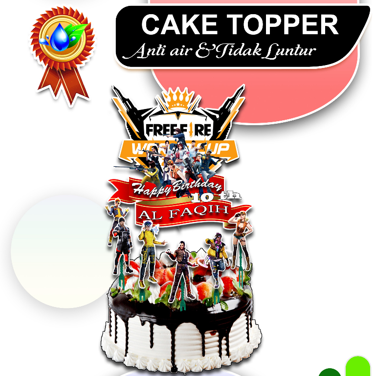 (Isi 7) Hiasan Kue, Topper Kue Ulang Tahun Cake Topper Happy Birthday Custom karakter FF