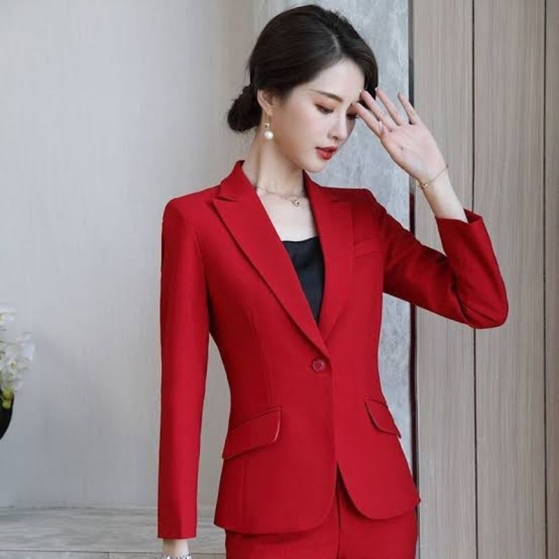 Jas Wanita Merah / Blazer Cewek / Jas Kantor