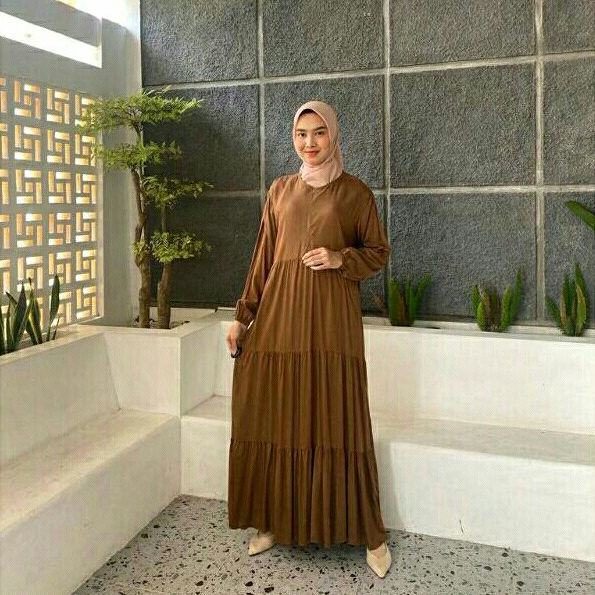 GAMIS BUSUI RAYON DASTER RUMAHAN DRESS BAHAN KATUN COTTON VISCOSE POLOS BASIC MAXI LENGAN PANJANG WA