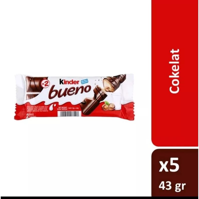 

Dse - Kinder Bueno 1 Set = 6 pcs x 43 gram Snack Prmeium ItalyED Des 2024