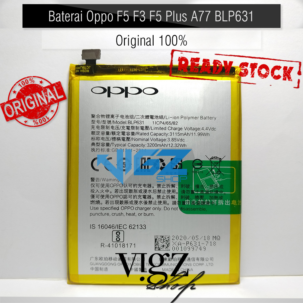 Baterai OPPO F3 F5 BLP631 Original 100%