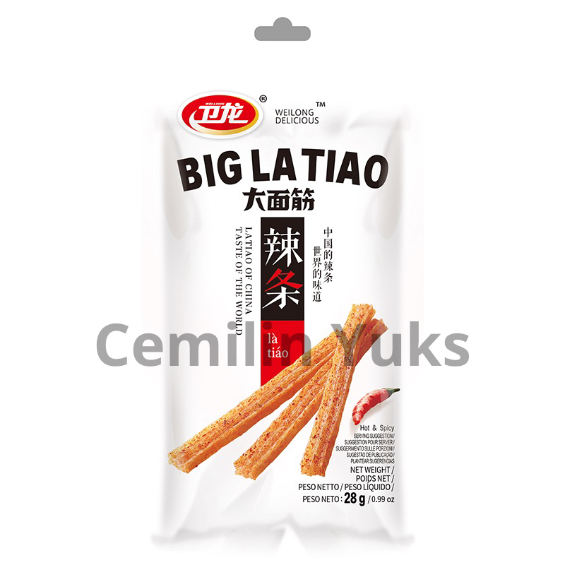 

Wei long Latiao 28g Big La Tiao Snack China Da Mian Jin Spicy Gluten China