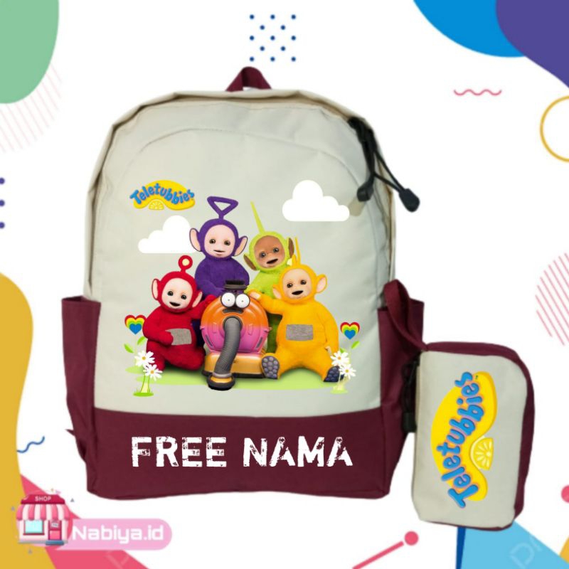 TAS RANSEL ANAK BACKPACK ANAK SEKOLAH GAMBAR TELETUBBIES FREE NAMA