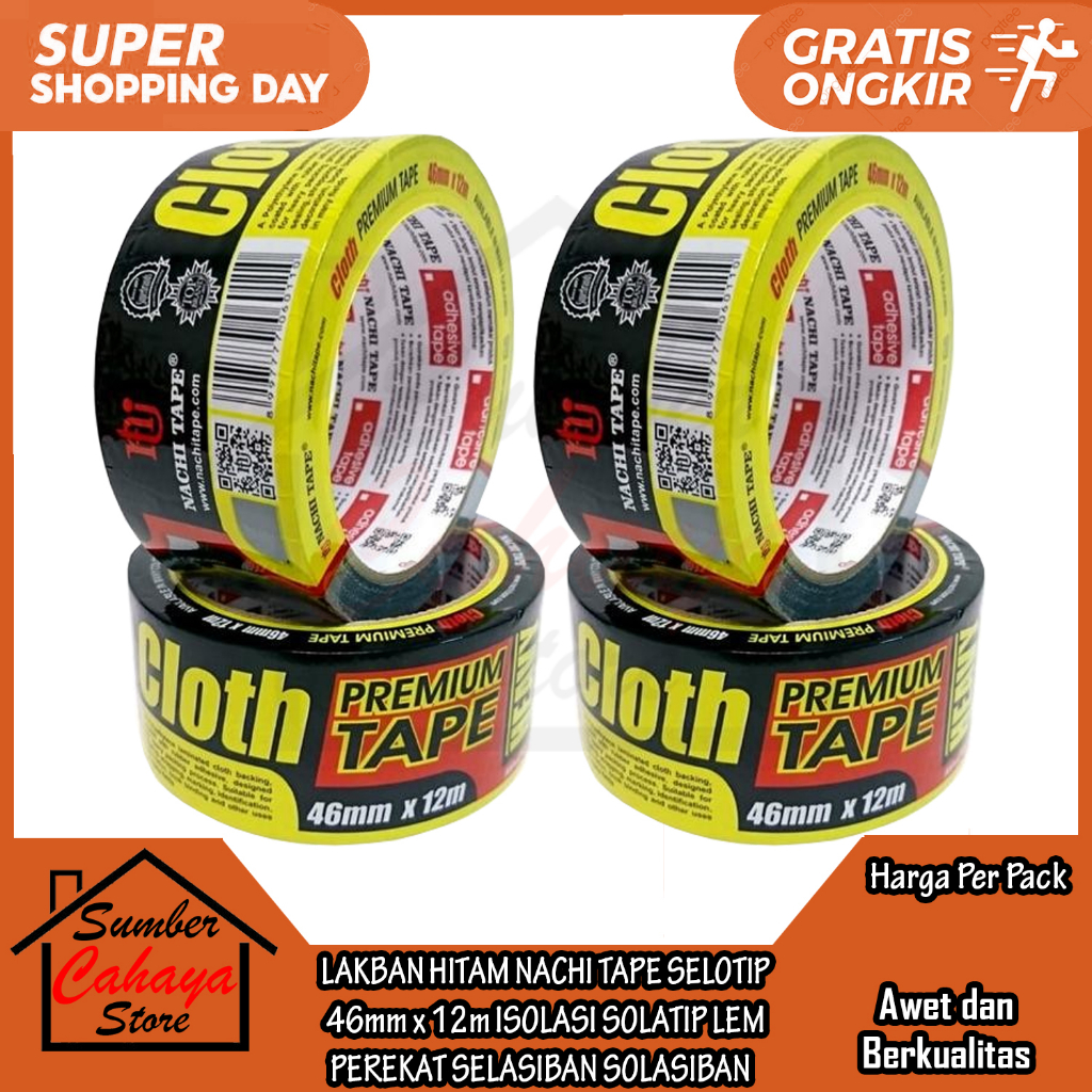 

LAKBAN HITAM NACHI TAPE SELOTIP 46mm x 12m ISOLASI SOLATIP LEM PEREKAT SOLASIBAN SALASIBAN SELASIBAN PERAKAT MEREKATKAN LEM LENGKET SERBAGUNA MULTIFUNGSI PLESTER PELESTER BARANG SELTIP LAKKBAN SELTAPE SOLTAPE LIM ROL GULUNG BLACK SELATIP