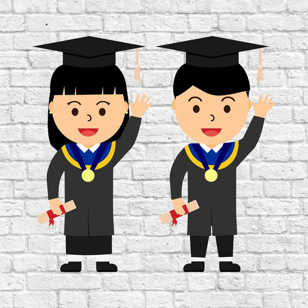 Plakat Akrilik Figur Vandel Piala Kartun Wisuda (Model 04)