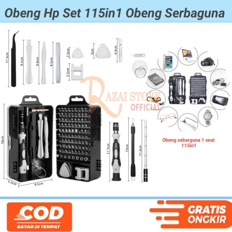 Obeng Hp Set 115in1 Obeng Serbaguna Obeng 115in1 Kunci Alat Hp Terlengkap Obeng Viral