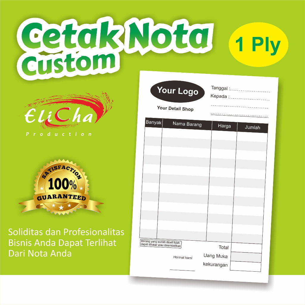 CETAK NOTA BON KWITANSI CUSTOM 1PLY/RANGKAP 1WARNA MURAH