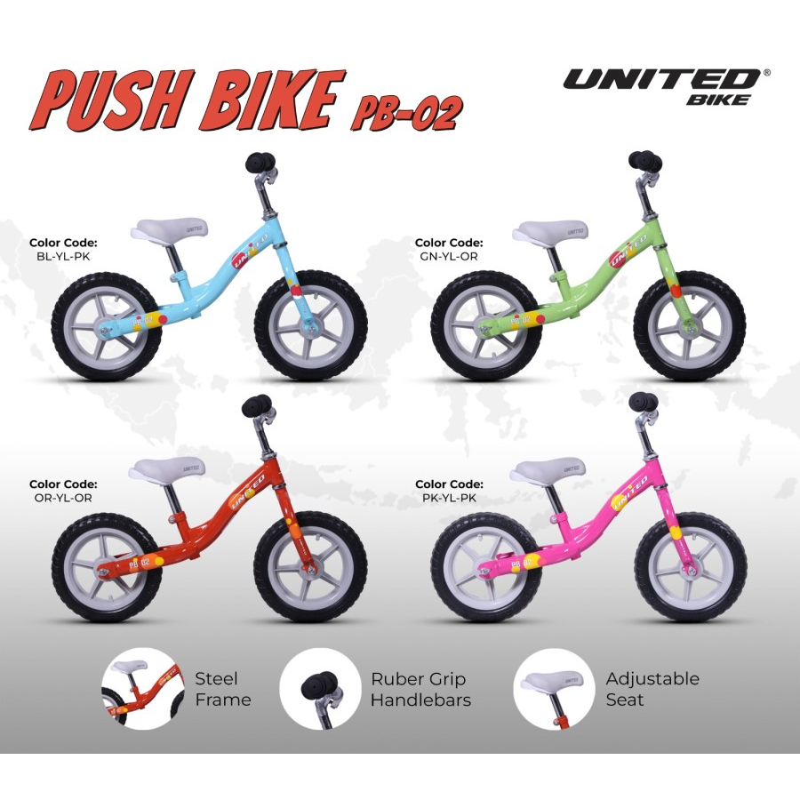 Sepeda Anak Push Bike Picabo ST 12 UNITED Picabo PB 02 (22) Ban Mati