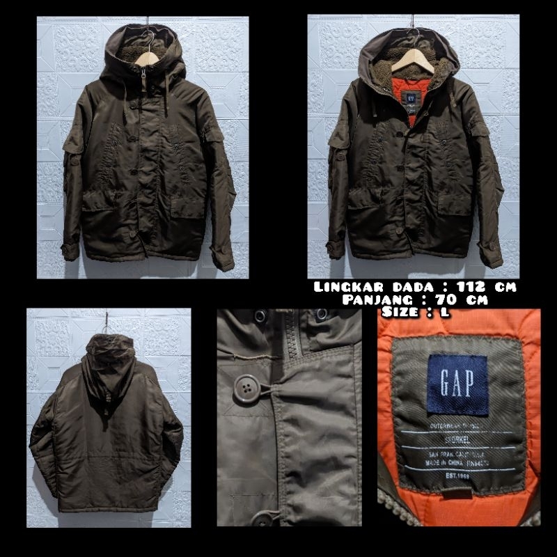Jaket Parka GAP Gorpcore Warna Wood Second Original.