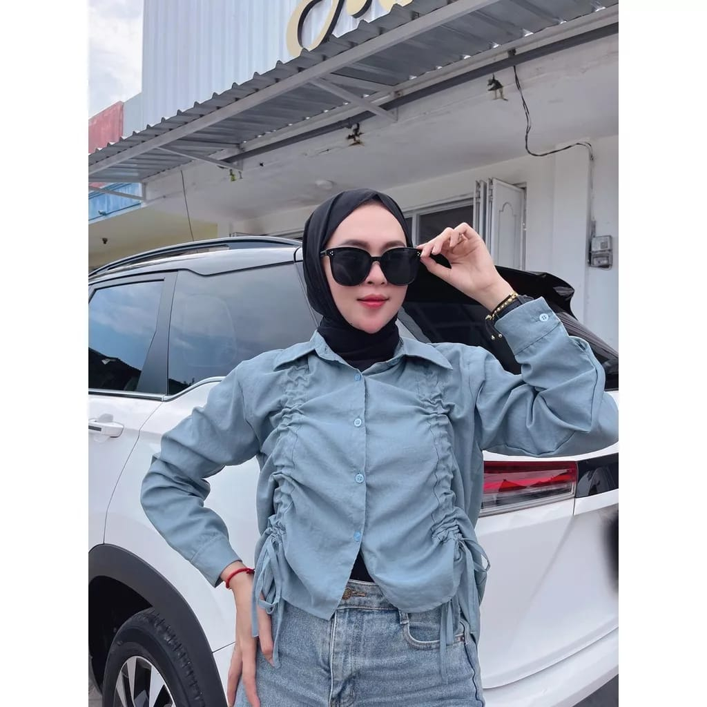 PRAYA.CLO - Helwa Blouse Blouse Serut Wanita  Blouse Crinkle Serut