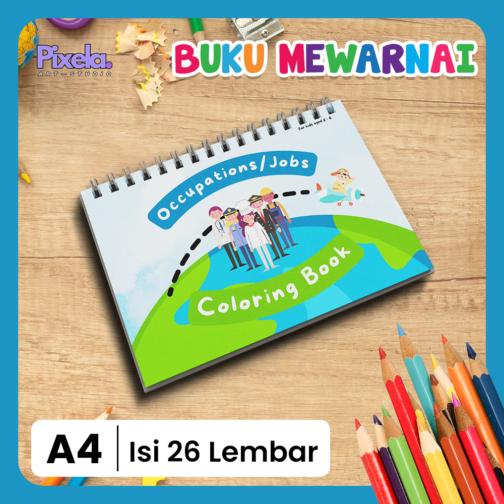 

PREMIUM Buku Mewarnai Gambar Anak Lucu Edukasi Seri Occupation / Pekerjaan A4 untuk Usia 3 sampai 6 Tahun GRATIS PENSIL WARNA