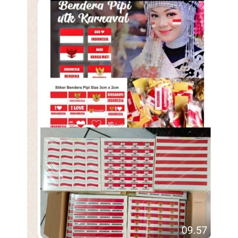 

Stiker muka merah putihUk 3x2cm1lembar isi 28pcs
