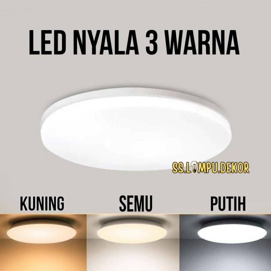 LAMPU PLAFON MINIMALIS LED 3 WARNA BESAR untuk ruang tamu kamar lampu tempel plafon
