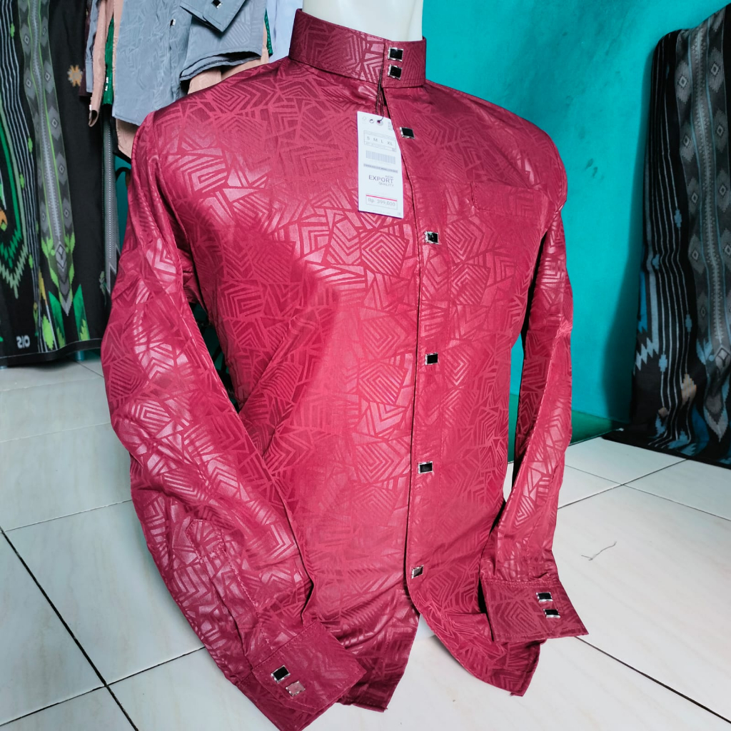 baju koko sultan pakaian pria  kemeja koko kancing besi jepret lengan manset panjang terbaru 2023