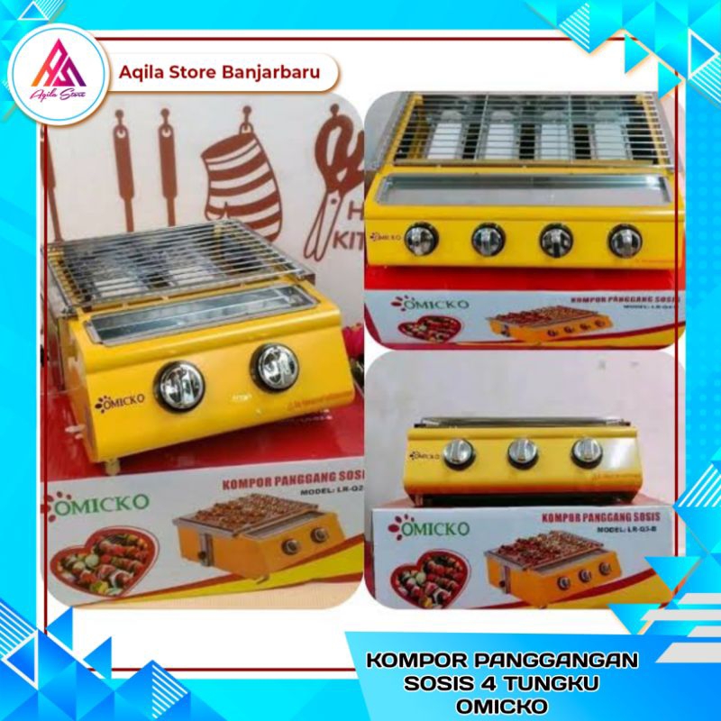 Kompor Panggangan Sosis 2, 3, 4 Tungku OMICKO / Kompor Sosis Bakar Sate Bakar 4 Tungku Gas Roastar