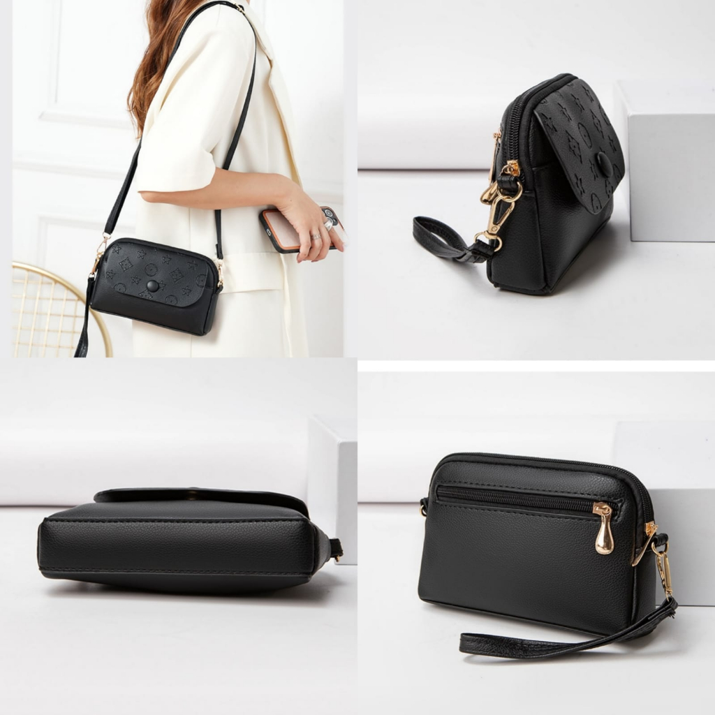 TAS SELEMPANG WANITA KECIL KULIT HITAM PERTISA TA871B5 PREMIUM SLING BAG CEWEK MURAH MINI SIMPLE FASHION REMAJA KEKINIAN BRANDED BATAM TERBARU SHOULDER BAHU LUCU